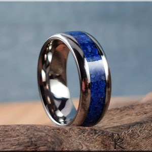 Titanium Channel Ring w/Lapis Lazuli stone inlay - metal ring