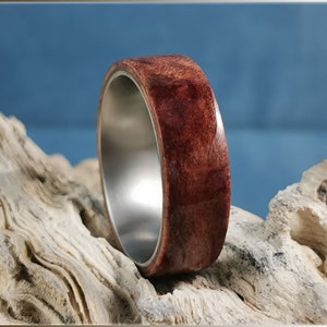 Bentwood Ring Redwood Burl on Titanium Ring Core Wood Ring - Etsy