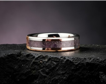 Tungsten Carbide Ring with Amethyst inlay