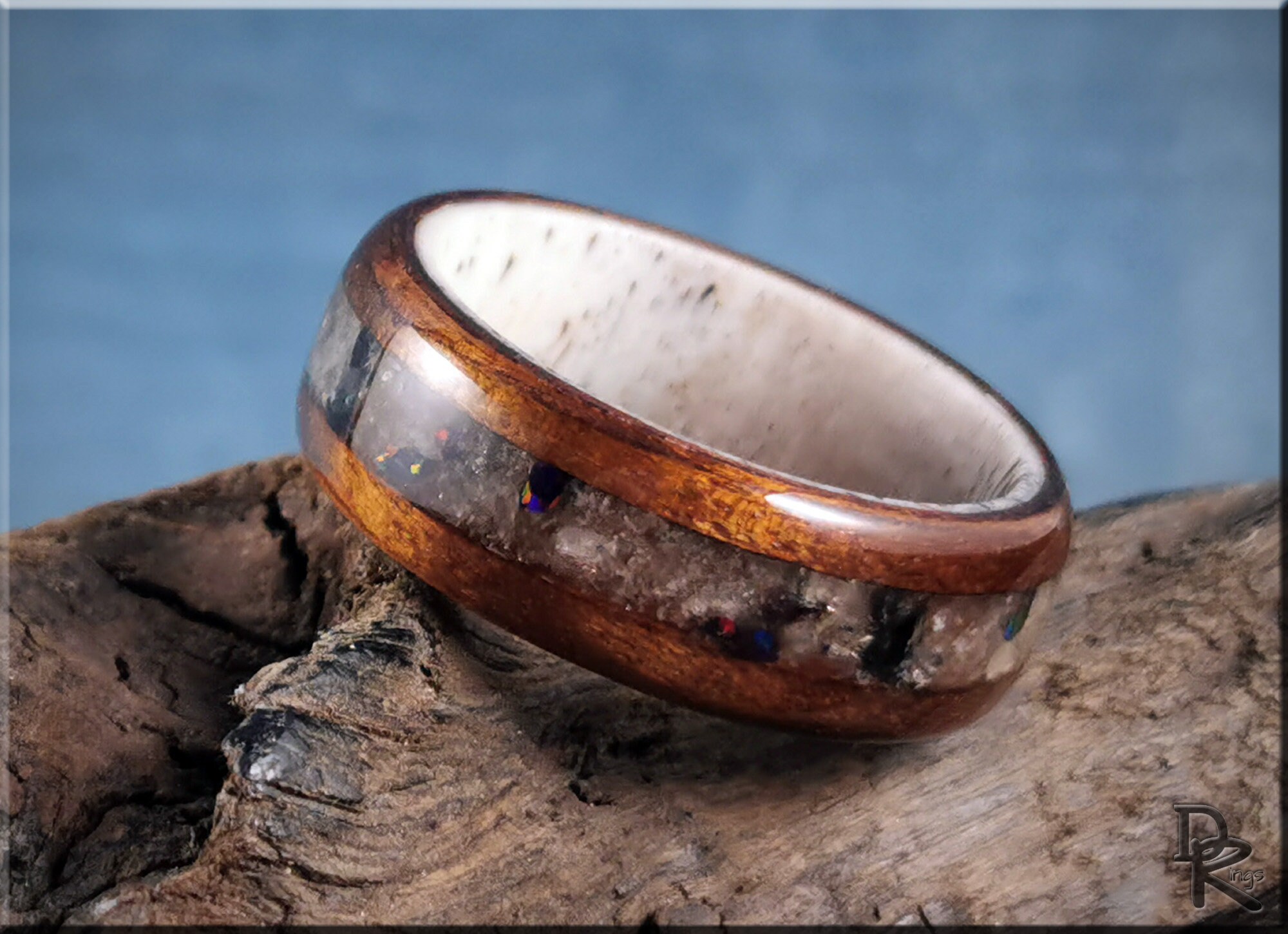 初売り - Ring Bentwood Fumed Opal and Aventurine W/white Aspen 水草育成