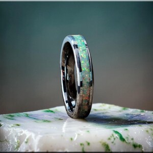 Tungsten Carbide Ring with Opal Inlay