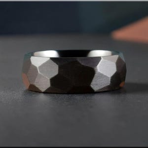 Hammered Black Zirconium Ring, 8mm
