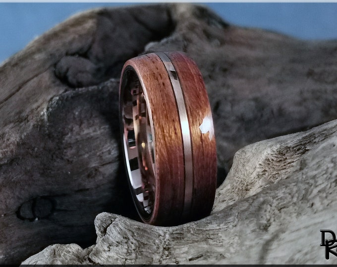 Bentwood Ring - Etimoe w/Bronze Wire inlay, on Rose Gold plated Tungsten Carbide ring core - Wood Ring