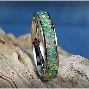 Titanium 4mm Channel Ring w/Opal inlay