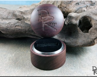 Solid Black Walnut Ring Presentation Box - wood ring box