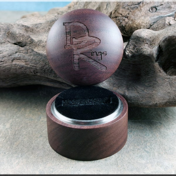 Solid Black Walnut Ring Presentation Box - wood ring box