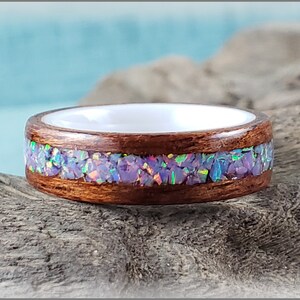 Anillo de madera de bentón caoba hondureña con incrustación | Etsy