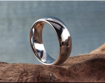 Polished Domed White Tungsten Carbide ring - metal ring