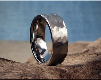 Hammered Titanium 8mm Ring - metal ring