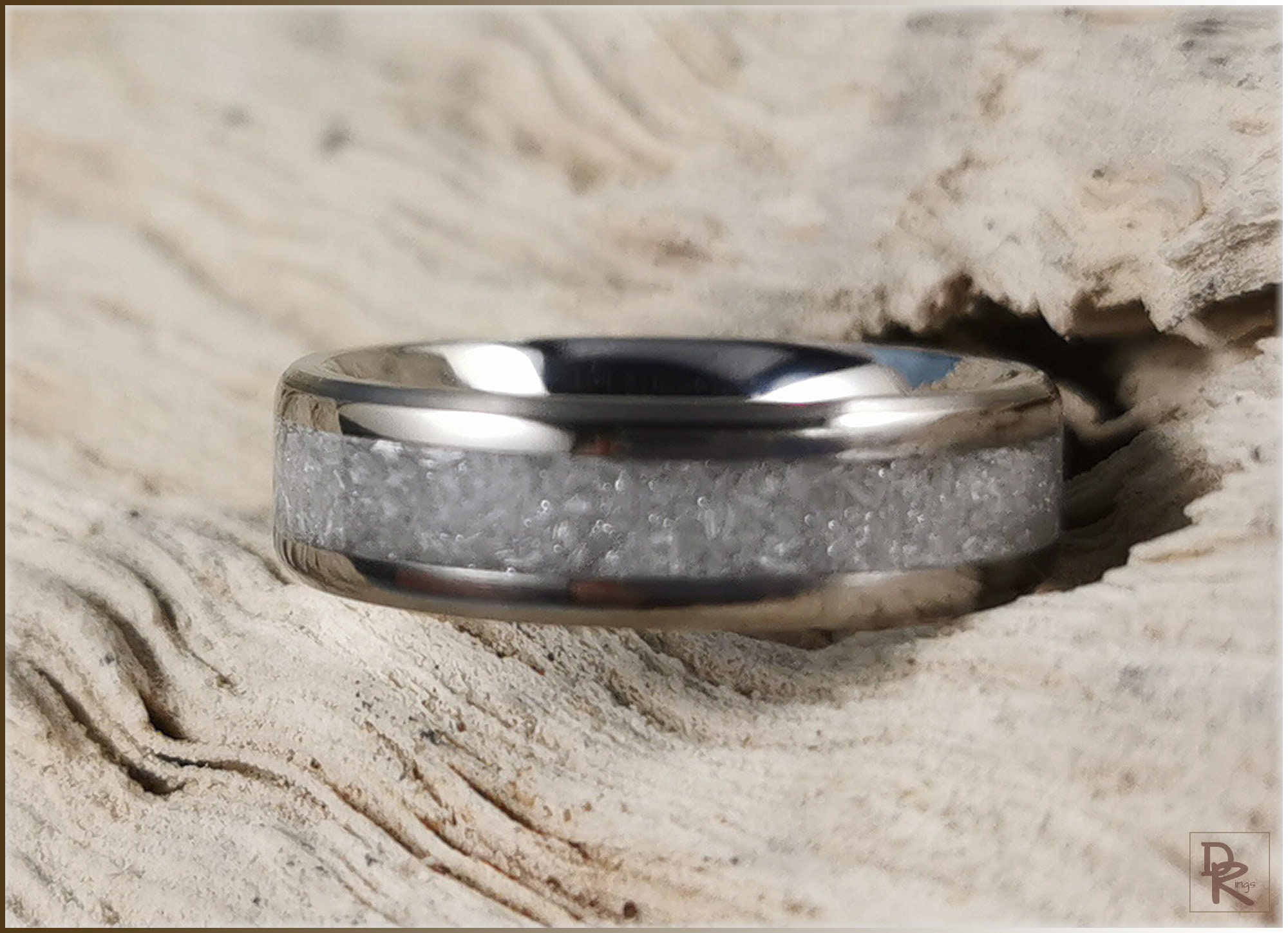 Titanium Channel Ring w/Selenite stone inlay | Etsy