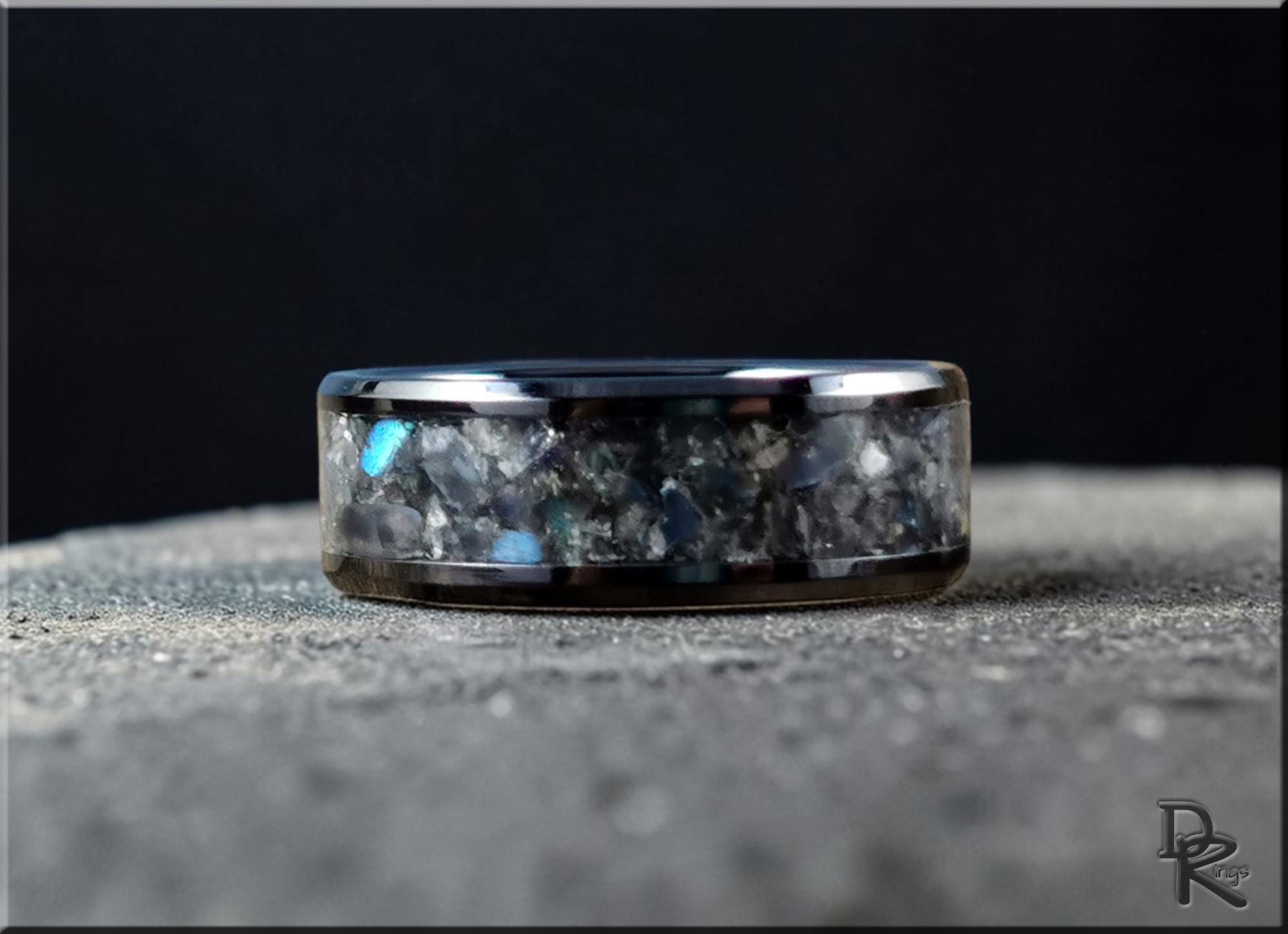 PRY Monolith Ring【BLACK LABRADORITE】 Black Ceramic Ring With Labradorite Inlay - Etsy