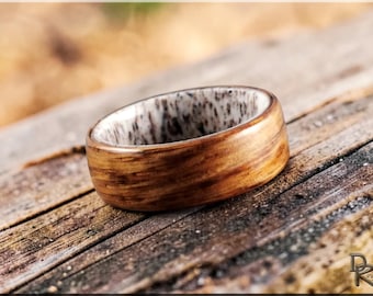 Bentwood Ring: Quartersawn English Brown Oak, deer antler core
