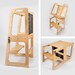 Montessori helper tower - Table & Chair All-In-One, Tower with blackboard, Kitchen step stool, Kitchen helper tower, Folding toddler tower 