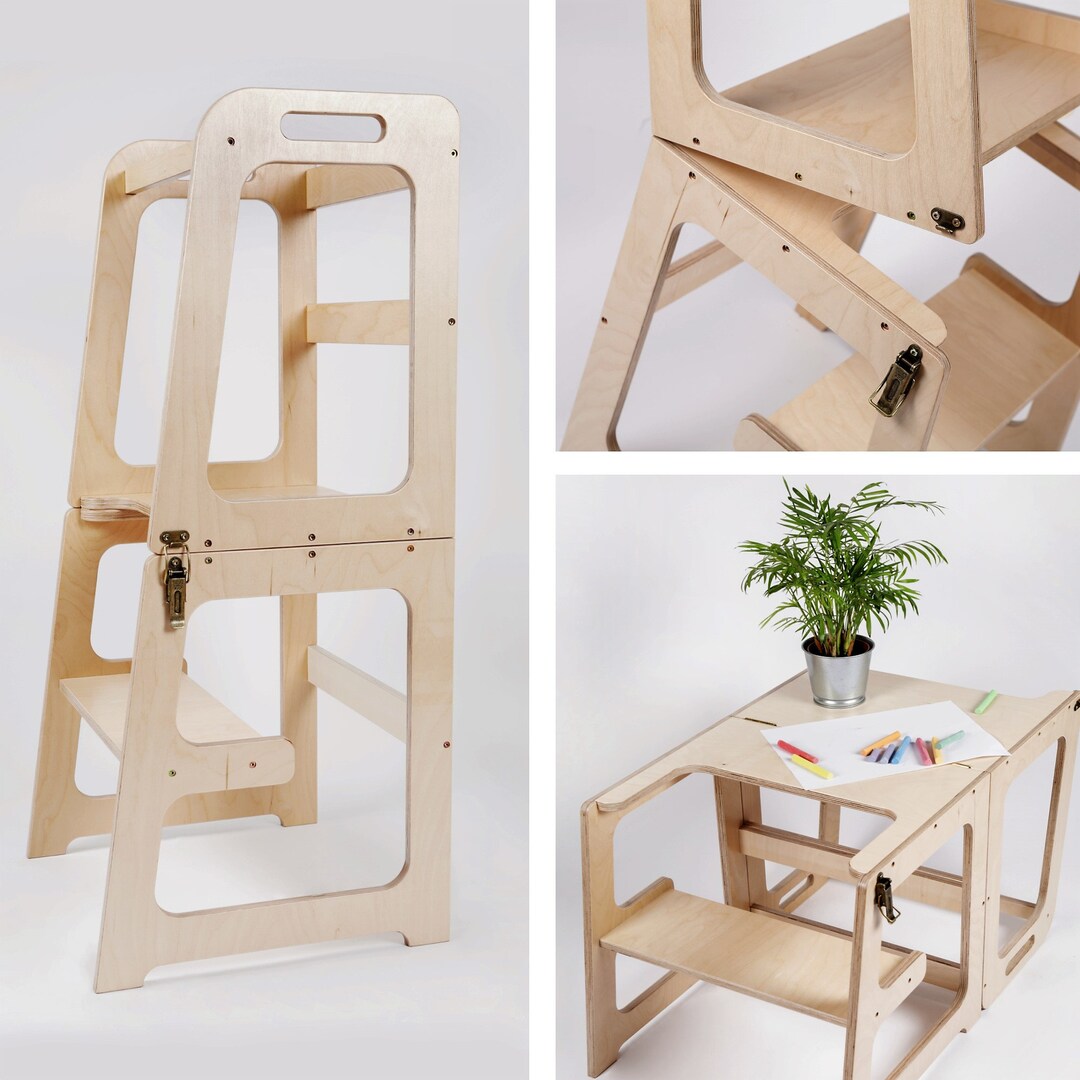 Kitchen Helper Tower Table and Chair All in One Kitchen Etsy