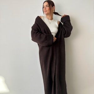 Oversized Cardigan, Long Cardigan, Ankle Length Cardigan, Soft Wool Knit Coat, Cozy Loungewear, Chunky Knitwear, Loose Fit Cardi