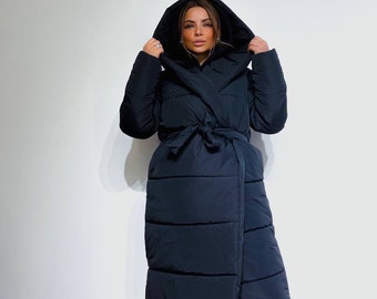 Women's Winter Puffer Jacket - Warm Insulated Coat with Hood - Cozy Down Jacket for Cold Weather