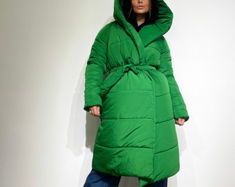 emerald green puffer jacket