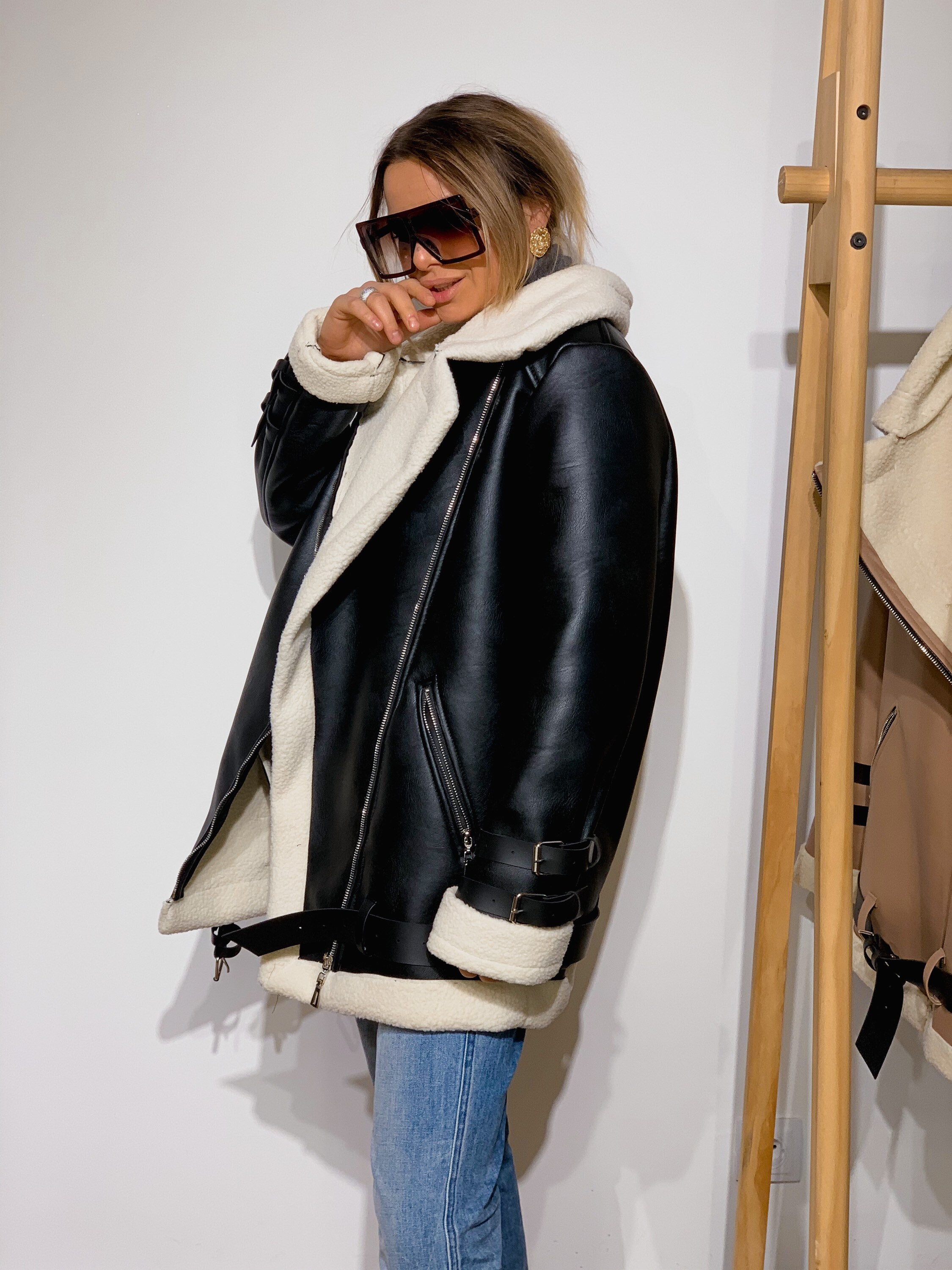 Winter trendy jacket aviator jacket black jacket aviator Black Etsy