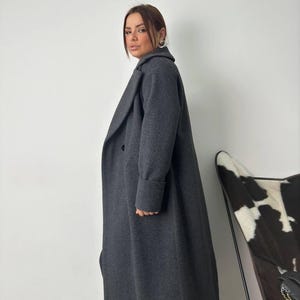 COAT, Warm Gray wool coat, Long Light Gray coat, Double breasted warm coat, Spring, Winter coat, women elegant coat