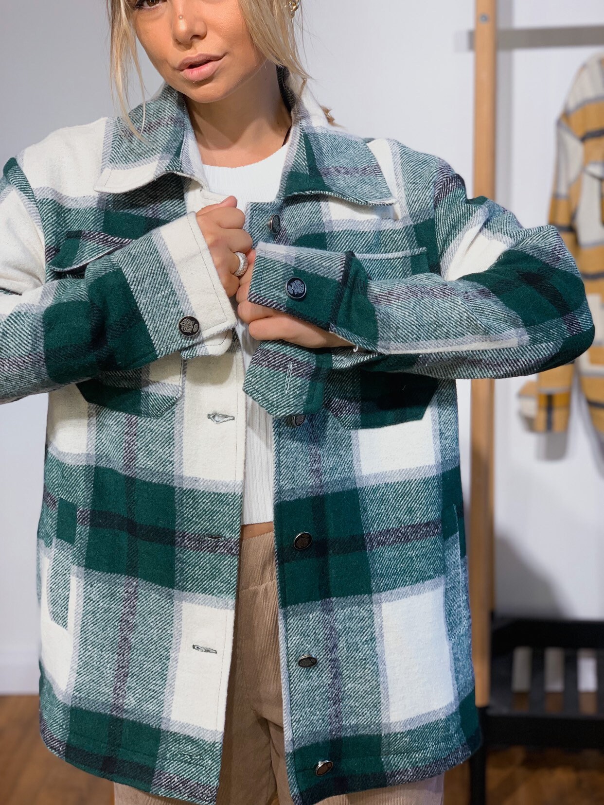 plaid oversized jacket