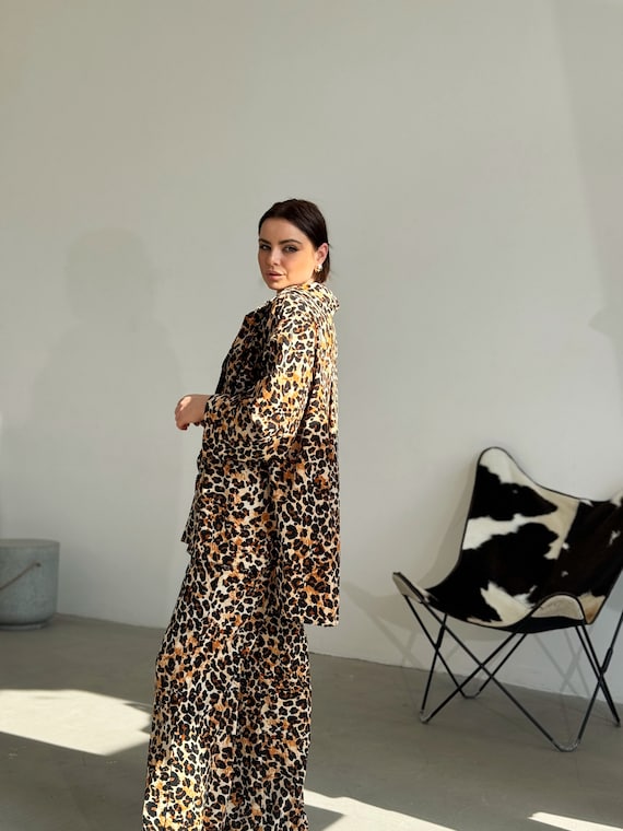 Leopard Print Suit Women Leoprint Outfit Animal Print Women s Trouser Suits Women Suit Set Leopard Print Fashion Suit Wide Leg Pants Etsy UK