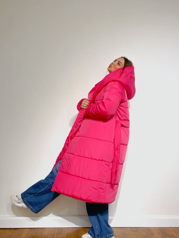 Long Hooded Puffer Coat, Women's Warm Winter Jacket with Belt