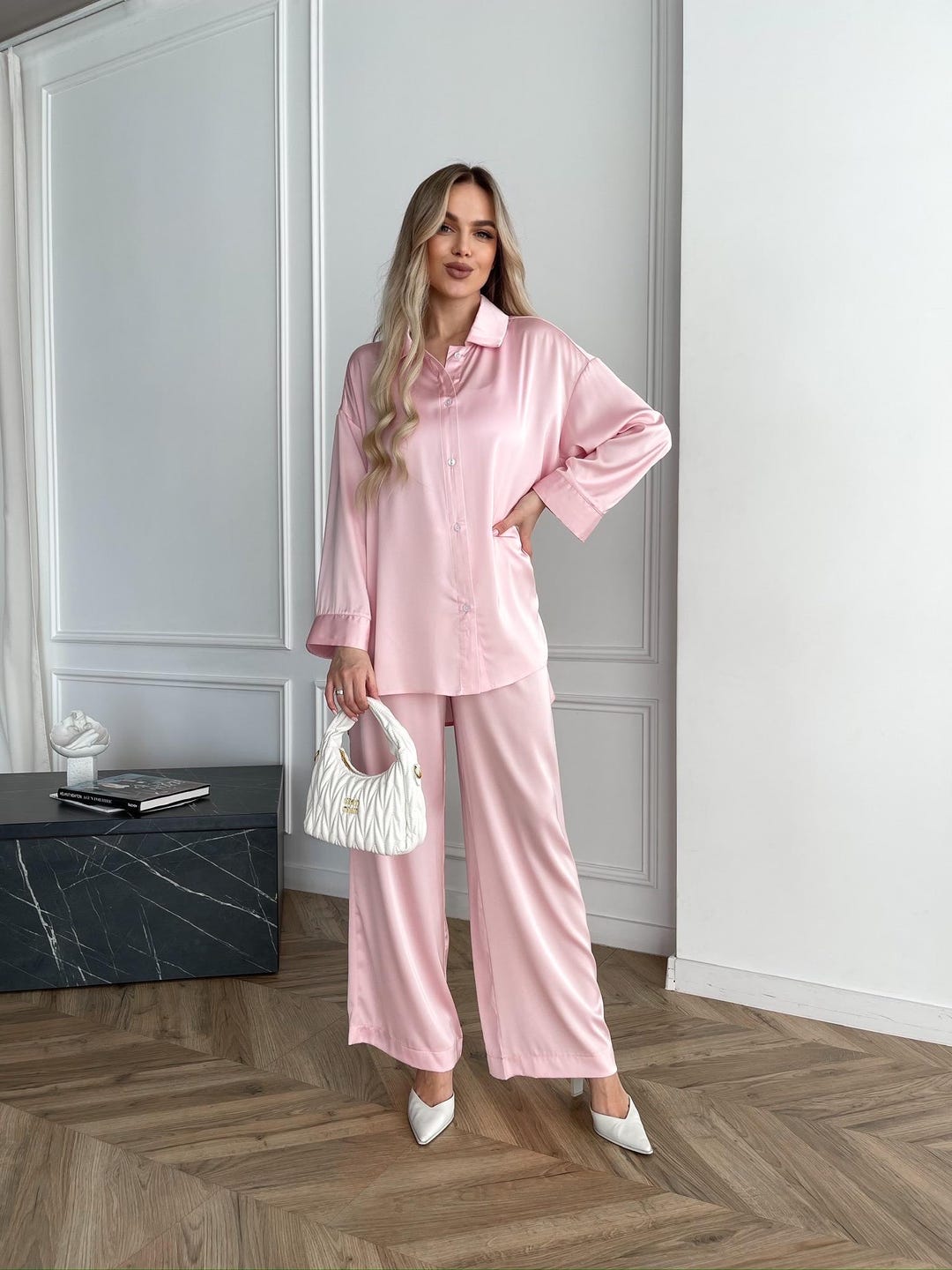 Handmade Pink Silk Blend Two Piece Set | Lightweight Vacation