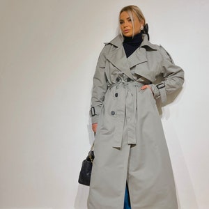 Women Long Trench Coat,Green Trench coat,Double Breasted Duster Coat,Spring Rain Coat,Vintage Trench,Autumn Coat,Long Wind Coat,Outerwear