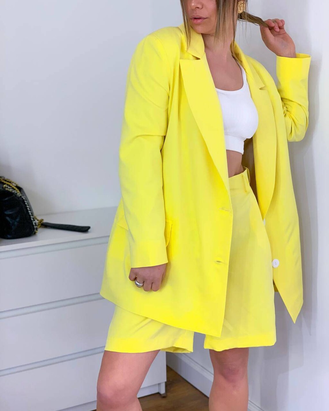Women Suit Yellow Suit Two Piece Suit Vintage Suit Lemon Suit Etsy