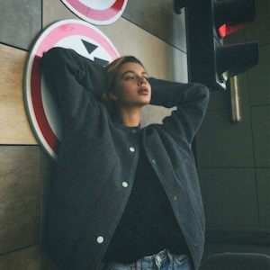 Bomber, Grey Bomber, Bomber jacket, viral bomber, casual, coat, grey wool bomber, spring jacket, spring bomber, elegant jacket