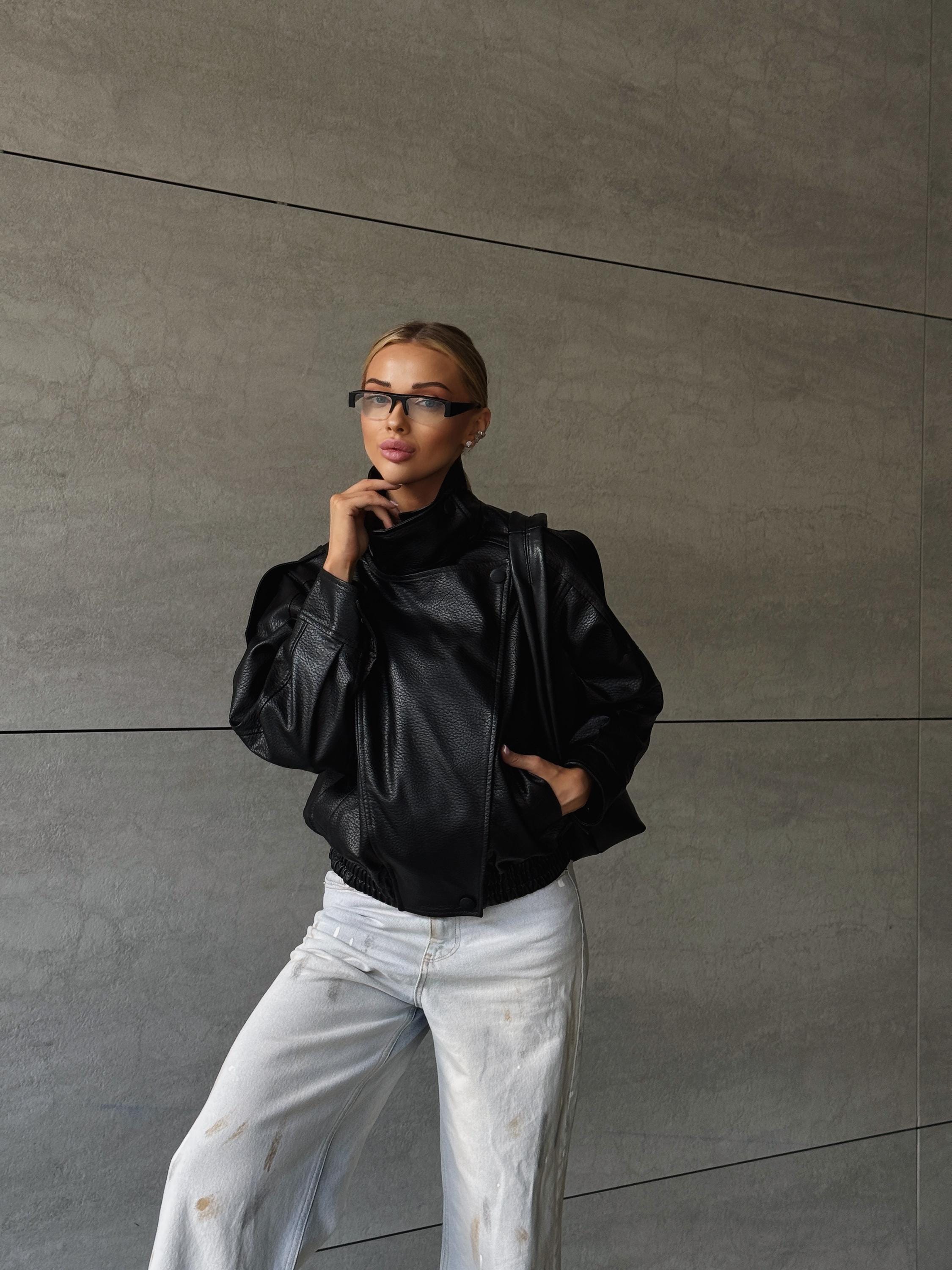 Asymmetrical Zip Leather Bomber - Etsy