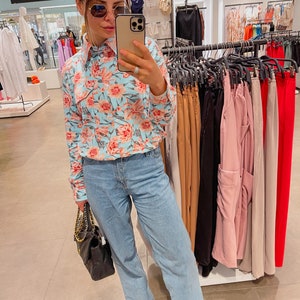 Flower blouse women shirt spring shirt summer shirt shirt shirt women print shirt blouse with flowers women blouse long sleeve floral top