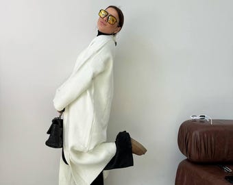 White Extra Long Cardigan, Oversized Cardigan, Ankle Length Cardigan, Soft Wool Knit Coat, Cozy Loungewear, Chunky Knitwear, Loose Fit Cardi