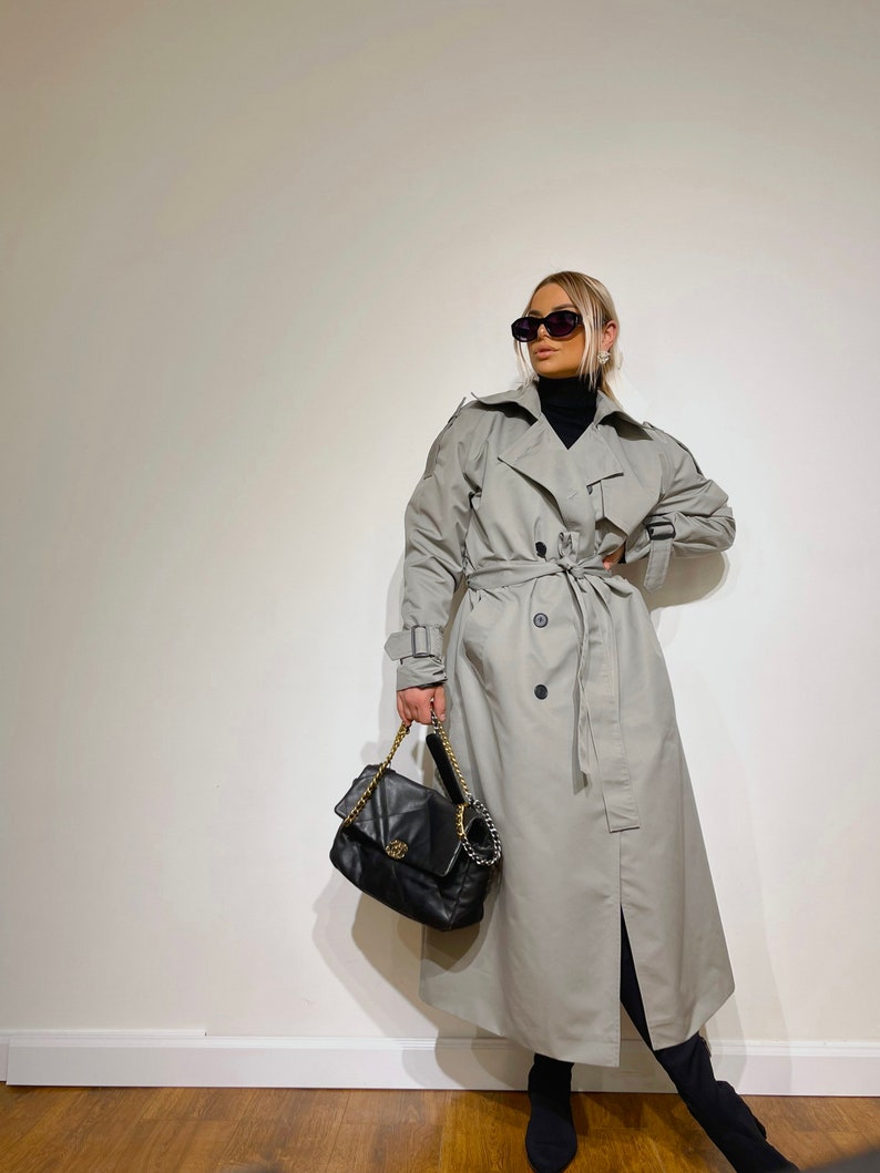 Olive Green Tie Waist Trench Coat main image 0