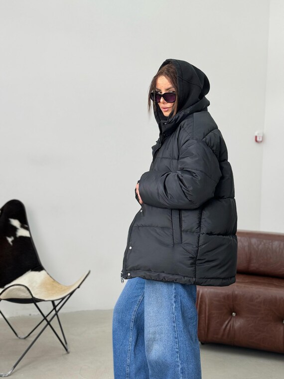 Black warm jacket womens deals