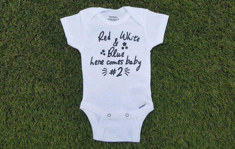 4th of July Pregnancy Announcement Pregnancy Reveal to Husband Independence Day Surprise Second Baby Pregnancy Reveal Onesie
