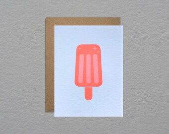 Neon lolly card - Retro style ice pop card - Ice cream card - Ice lolly small note card - Friendship gift - Fun unique trendy cards