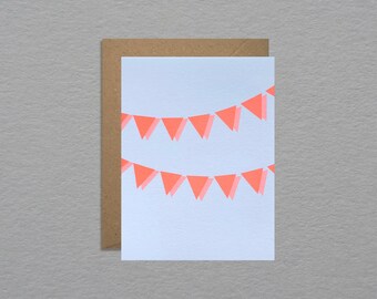 Neon bunting birthday card - Birthday party card - Summer party card - Garden party card - Cute card - Trendy note card - Fun greeting card