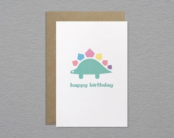 Cute triceratops birthday card - Cute dinosaur birthday card  - Dino birthday card - Kids birthday Card - Fun unique greeting card