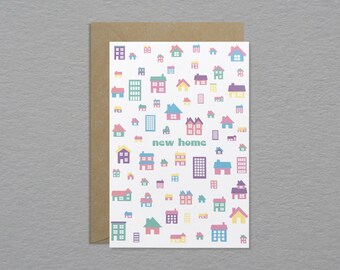 Rainbow new home card – Housewarming card - Moving in card - Minimal card - Unique greeting card