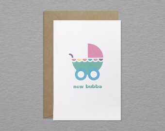 New baby pram card - Cute new baby card - Gender neutral baby card - Surprise baby card - Fun unique greeting card