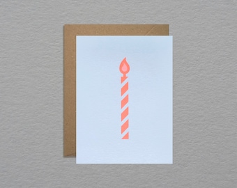 Neon candle birthday card - Retro candle birthday card - Minimal graphic birthday card - Trendy birthday card - Fun greeting card