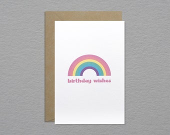 Cute Rainbow birthday card - Retro rainbow birthday card - Birthday wishes card - Fun unique greeting card