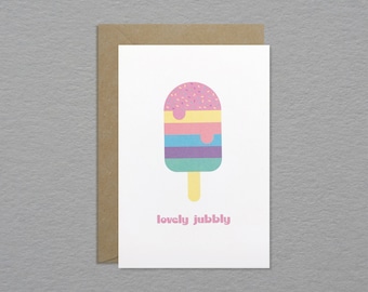 Cute Ice lolly card - Lovely jubbly congratulations card - Retro style ice pop card - Ice cream note card - Fun friendship card