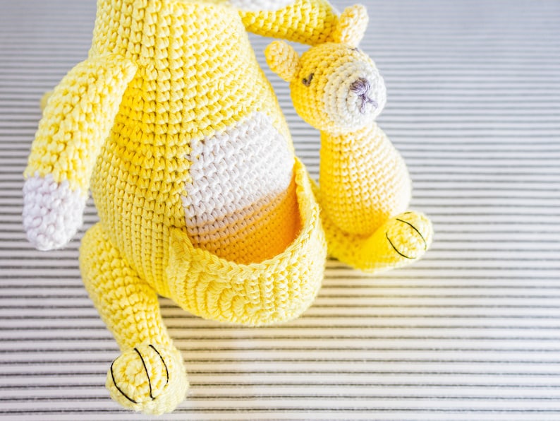 Kangaroo Crochet Pattern / Mom and Baby Kangaroo / Yellow Kangaroo Toy / Joey Kangaroo / Amigurumi Kangaroo Pattern / Kangaroo with Pouch image 4