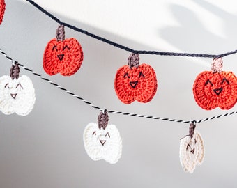 Pumpkin Crochet Garland / Crochet Pumpkin Pattern / Crochet Garland / Halloween DIY Decor / Pumpkin Bunting / Jack-O-Lantern Crochet Banner