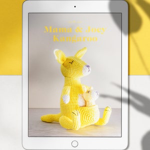 Kangaroo Crochet Pattern / Mom and Baby Kangaroo / Yellow Kangaroo Toy / Joey Kangaroo / Amigurumi Kangaroo Pattern / Kangaroo with Pouch image 5