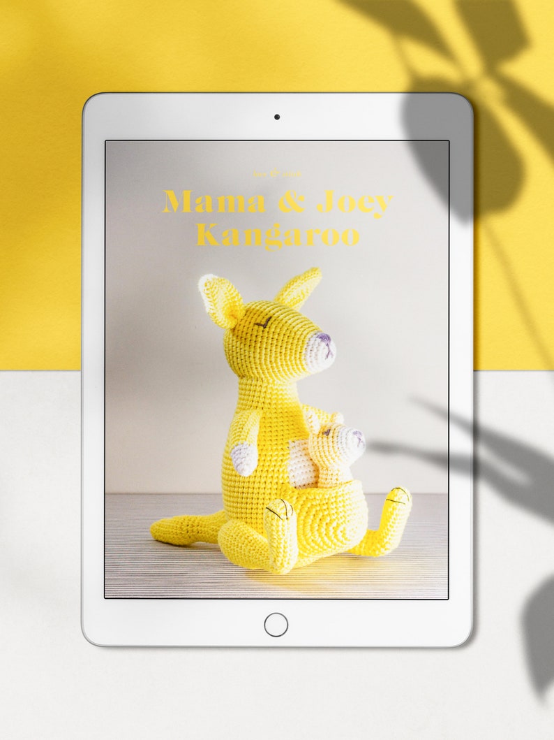 Kangaroo Crochet Pattern / Mom and Baby Kangaroo / Yellow Kangaroo Toy / Joey Kangaroo / Amigurumi Kangaroo Pattern / Kangaroo with Pouch image 5