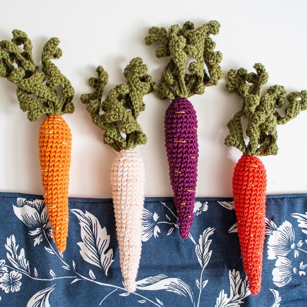 Carrot Crochet Pattern / Whimsical Carrots / Easter Carrot Plushies / Orange and Purple Carrot Amigurumi / Carrot Crochet Toy PDF Pattern