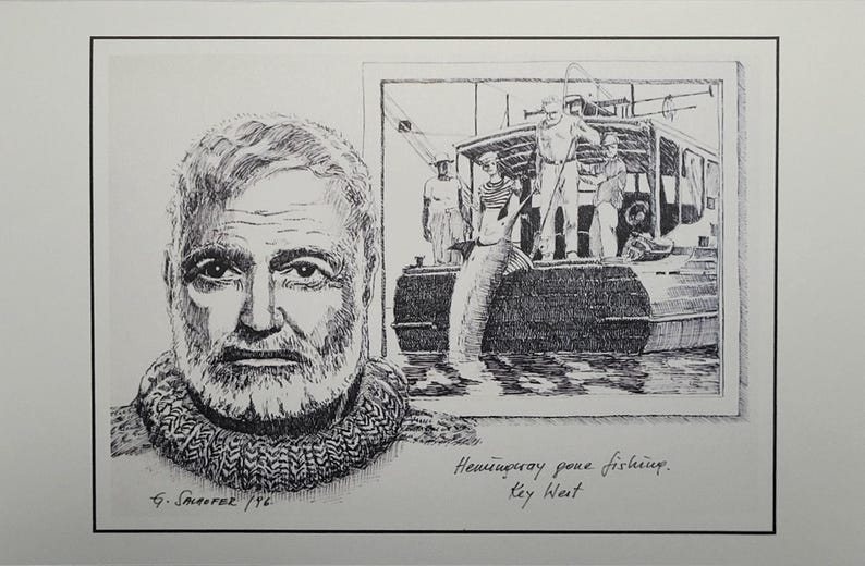 Hemingway Draw 5 Greeting Cards of Hemingway House – Sepia & Black-and-white ...